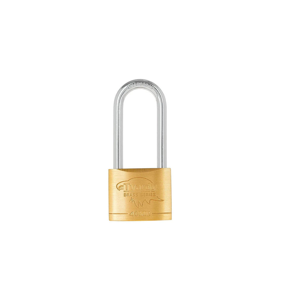 Tvardy messing hangslot met lange beugel versterkt 40 mm Brass-Series