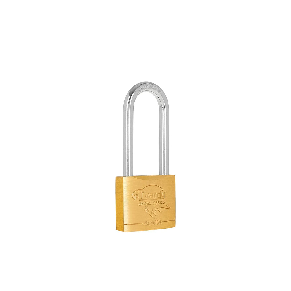 Tvardy messing hangslot met lange beugel versterkt 40 mm Brass-Series