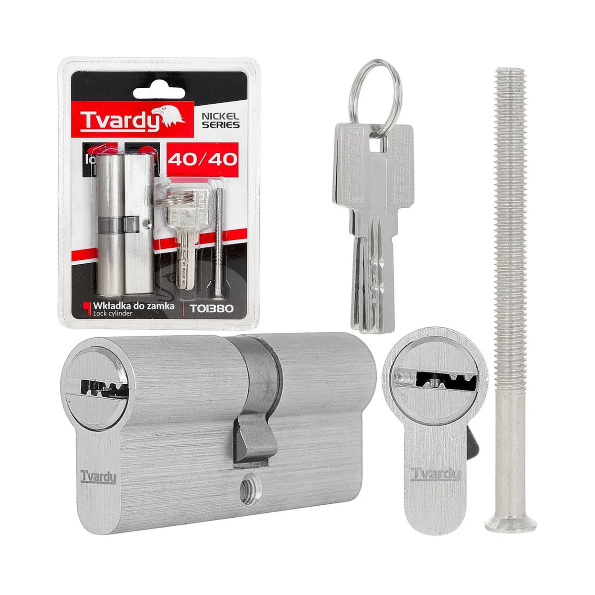 Tvardy Cilinderslot met 3 Sleutels 40/40 Brushed Nickel