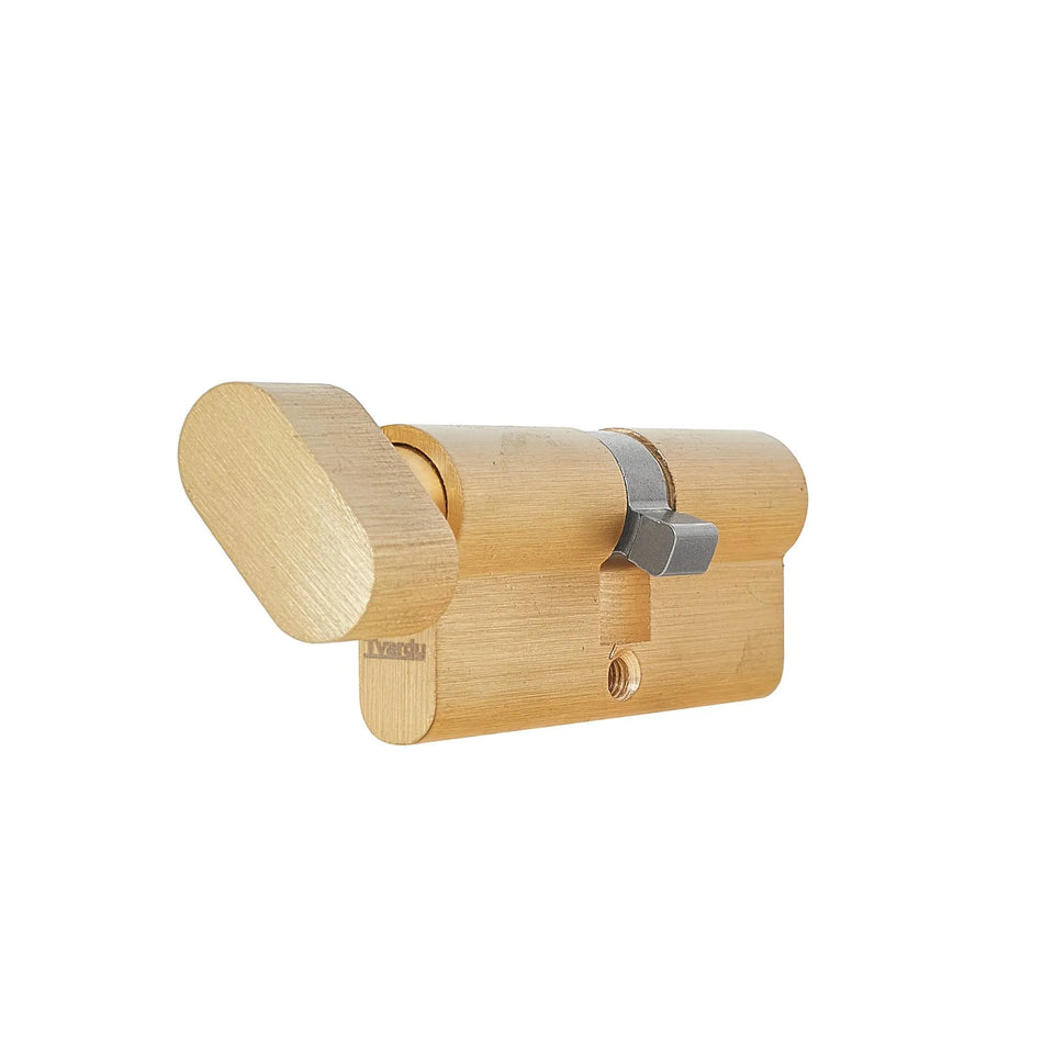 Tvardy Cilinderslot met Knop 30/30 Brushed Brass en 3 Sleutels
