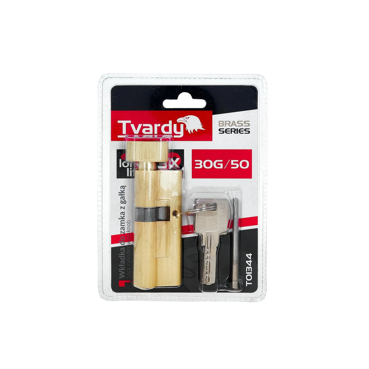 Tvardy Cilinderslot met Knop 30k/50 in geborsteld messing