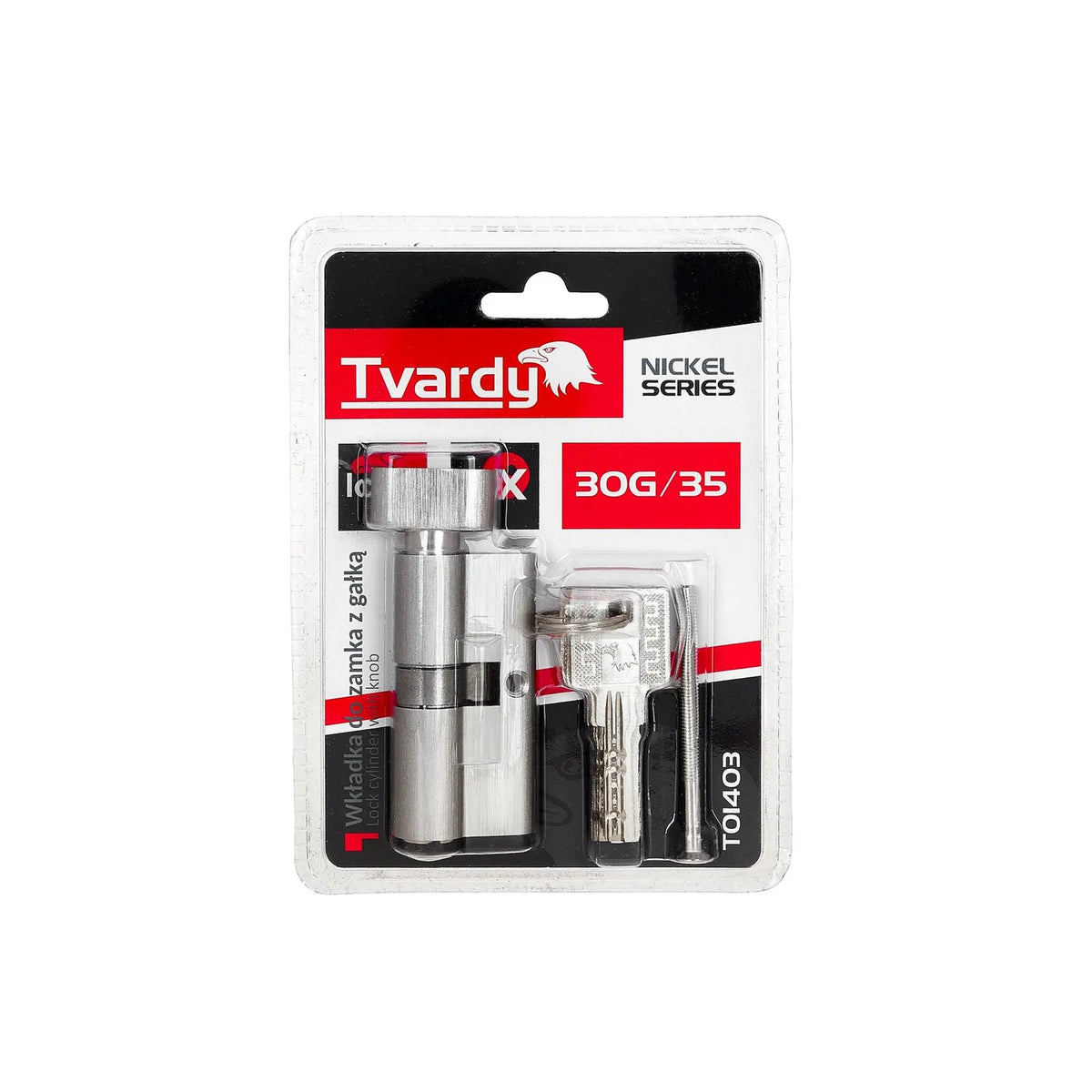 Tvardy Cilinderslot met draaiknop 30G/35 mm geborsteld nikkel