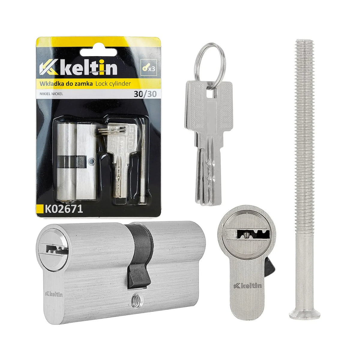 Keltin Cilinderslot insteek 30/30 mm brushed nickel