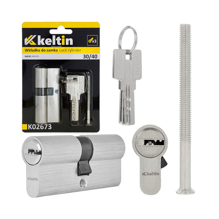 Keltin cilinderslot inzetstuk met geborsteld nikkel 30/40 mm