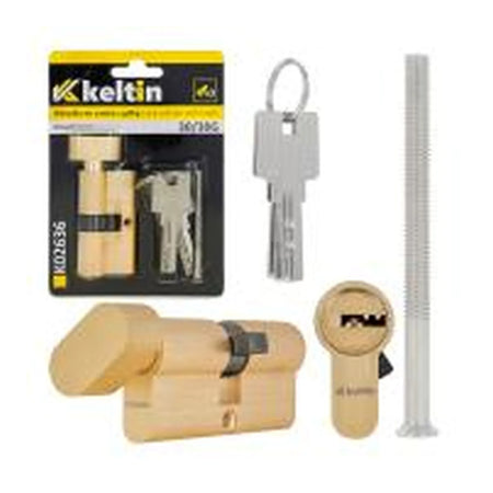 Keltin cilinderslot met draaiknop 30/30G mm geborsteld messing