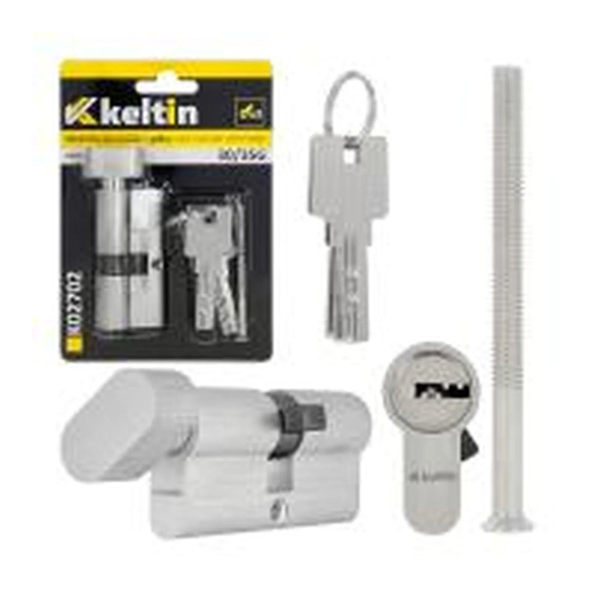 Keltin cilinderslot met knop in geborsteld nikkel 30/35Gmm