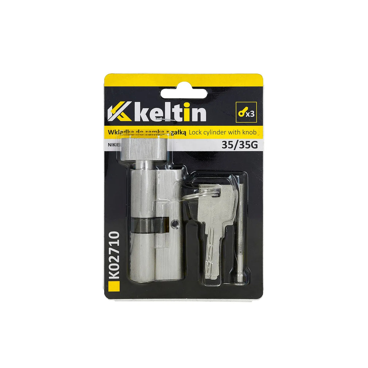 Keltin Cilinderslot met draaiknop 35/35G mm geborsteld nikkel