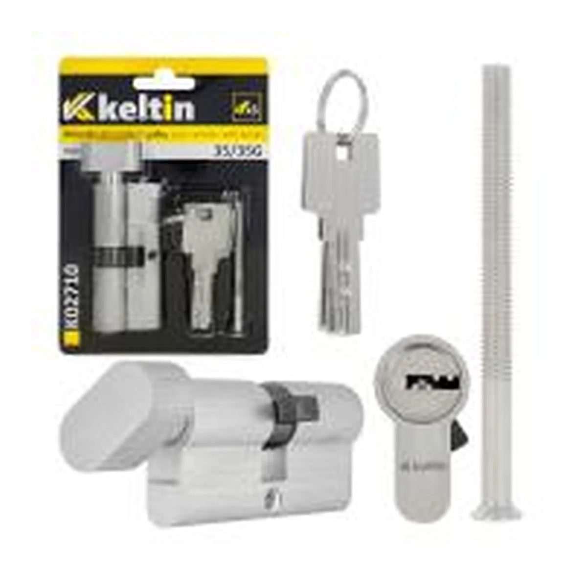 Keltin Cilinderslot met draaiknop 35/35G mm geborsteld nikkel