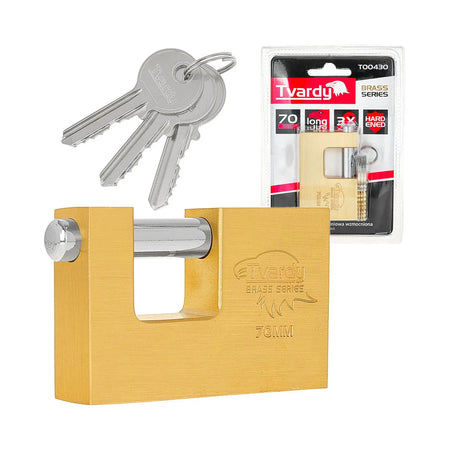 Tvardy Messing gehard schijfhangslot 70 mm Brass-Series