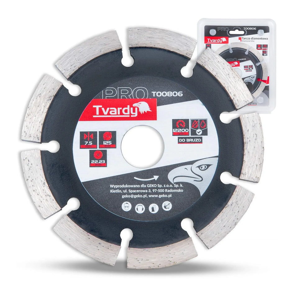 Tvardy diamant wandfreesblad gesegmenteerd dubbelzijdig 125x7,5x22,23 mm