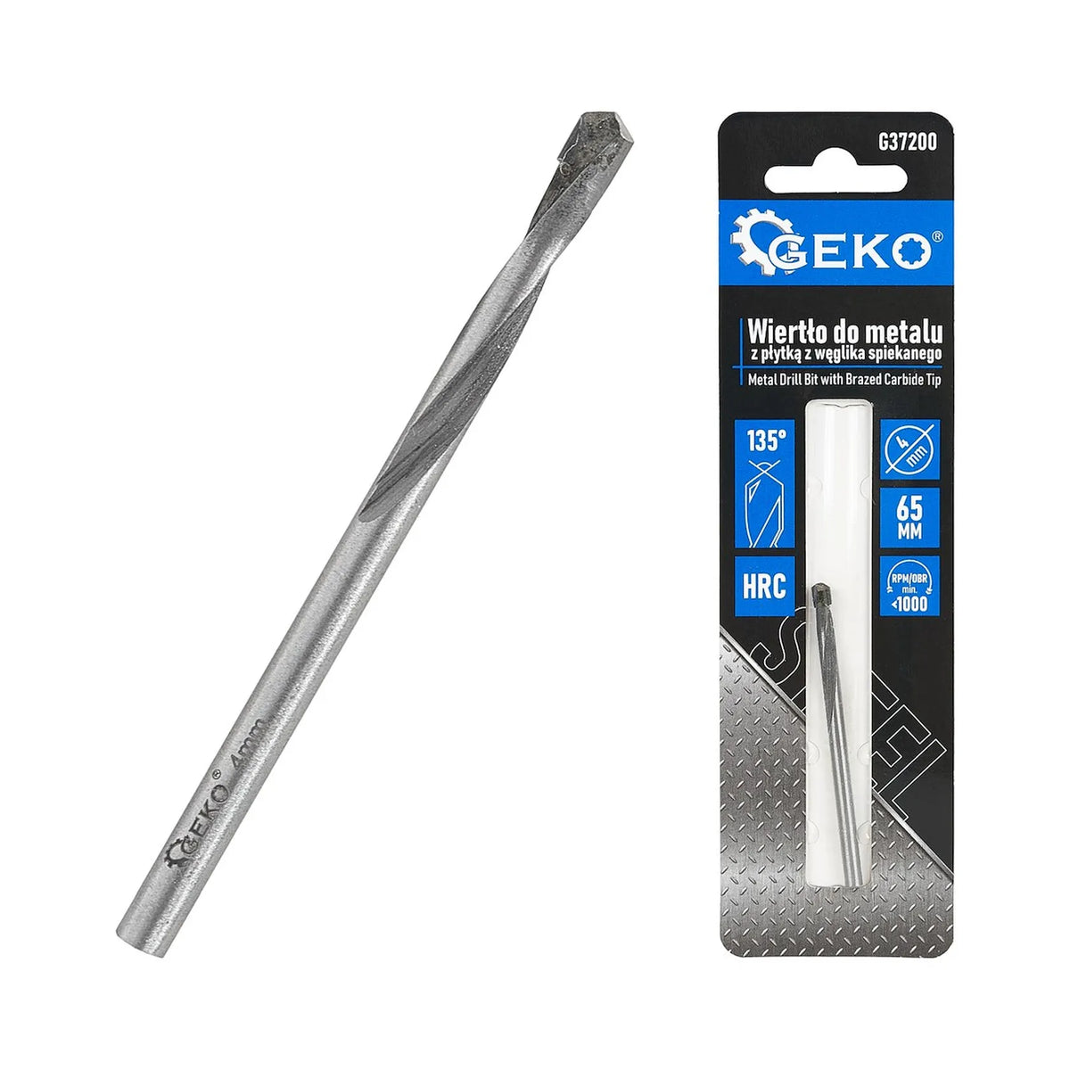 GEKO metaalboor met wolframcarbide punt 4x65 mm