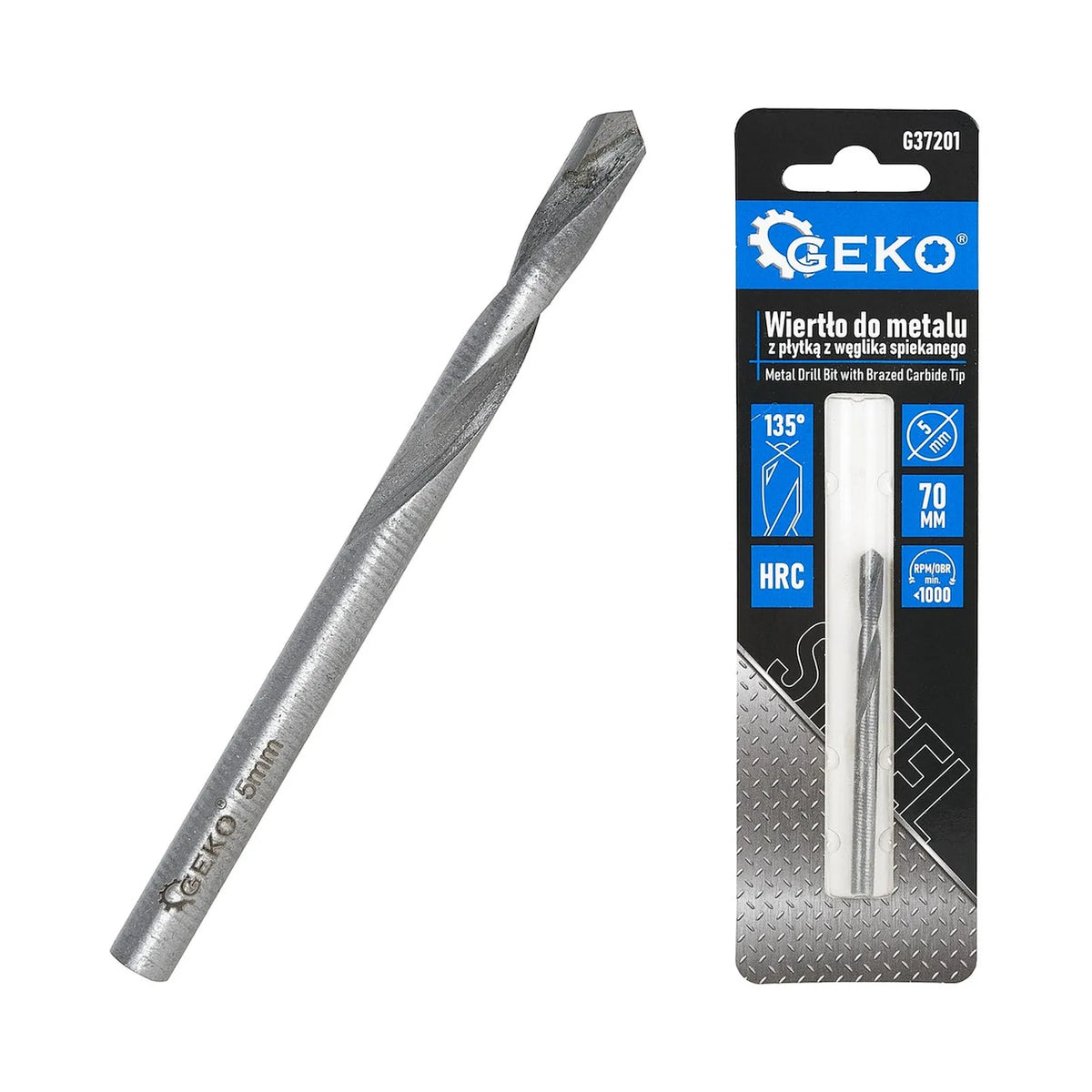 GEKO Metaalboor met wolfraamcarbide punt 5x70 mm