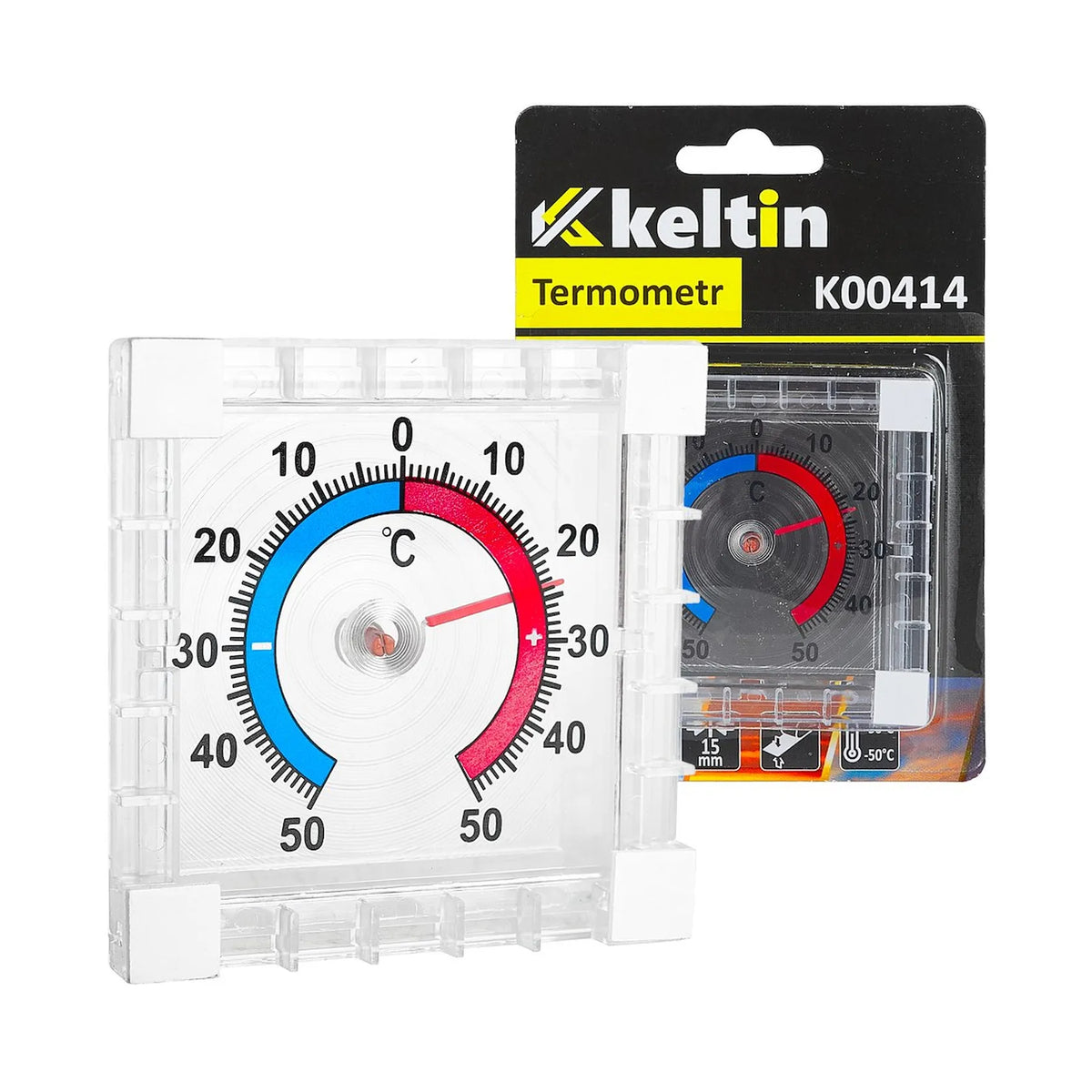 Keltin zelfklevende raamthermometer buiten -50 °C tot +50 °C 75x75 mm