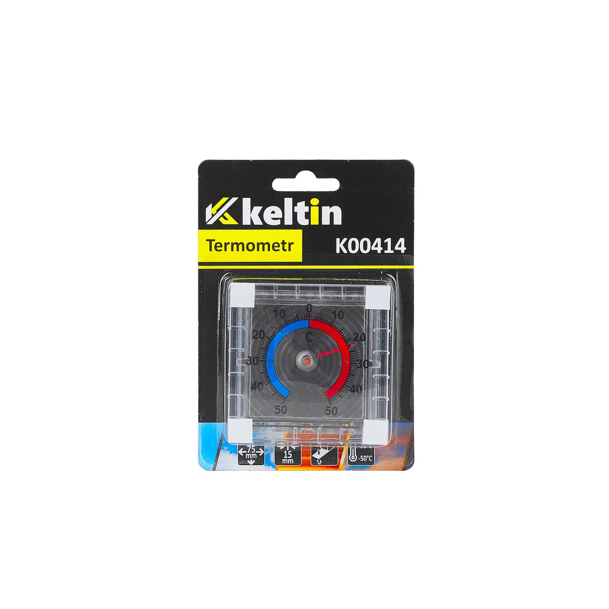 Keltin zelfklevende raamthermometer buiten -50 °C tot +50 °C 75x75 mm