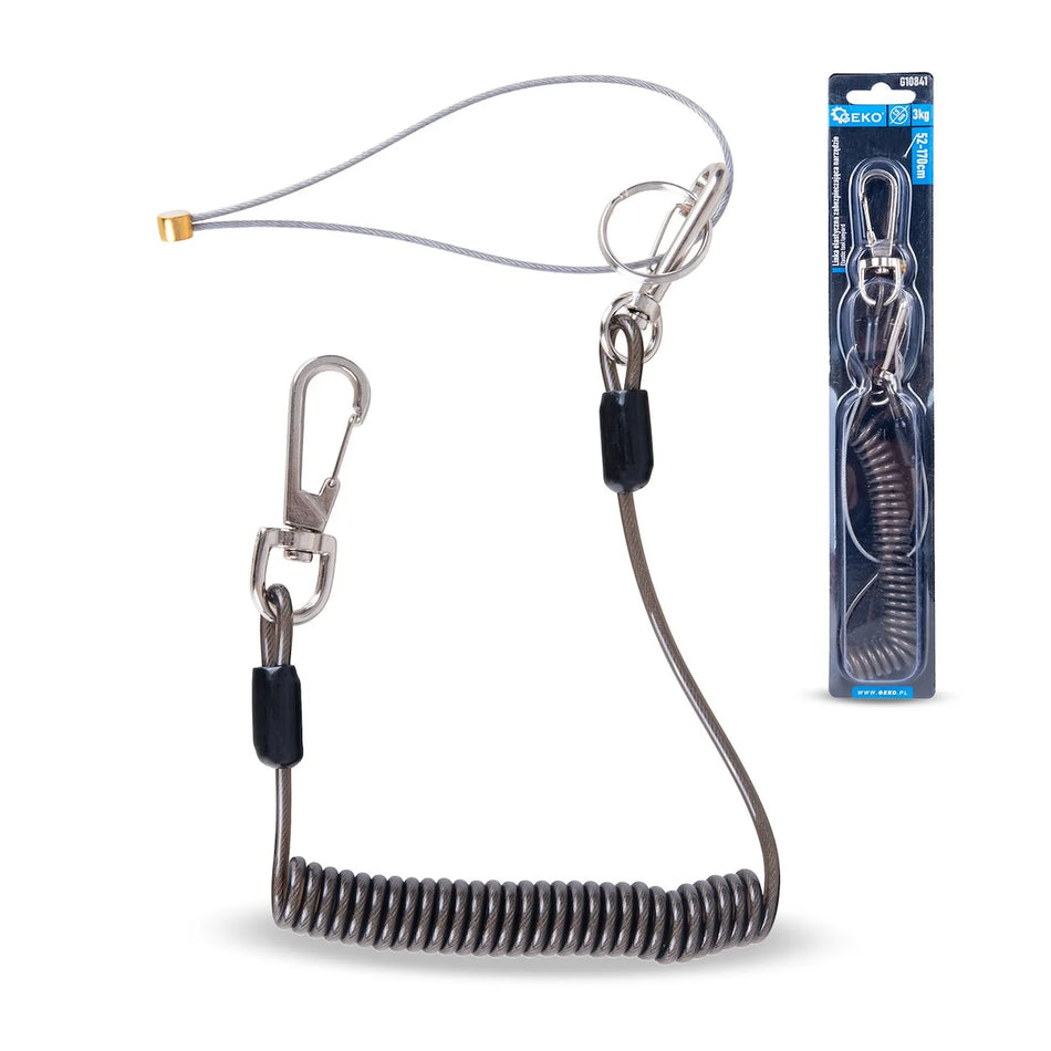 GEKO Elastisch veiligheidstouw met metalen karabijnhaken 1,5 mm 3 kg 52 - 170 cm