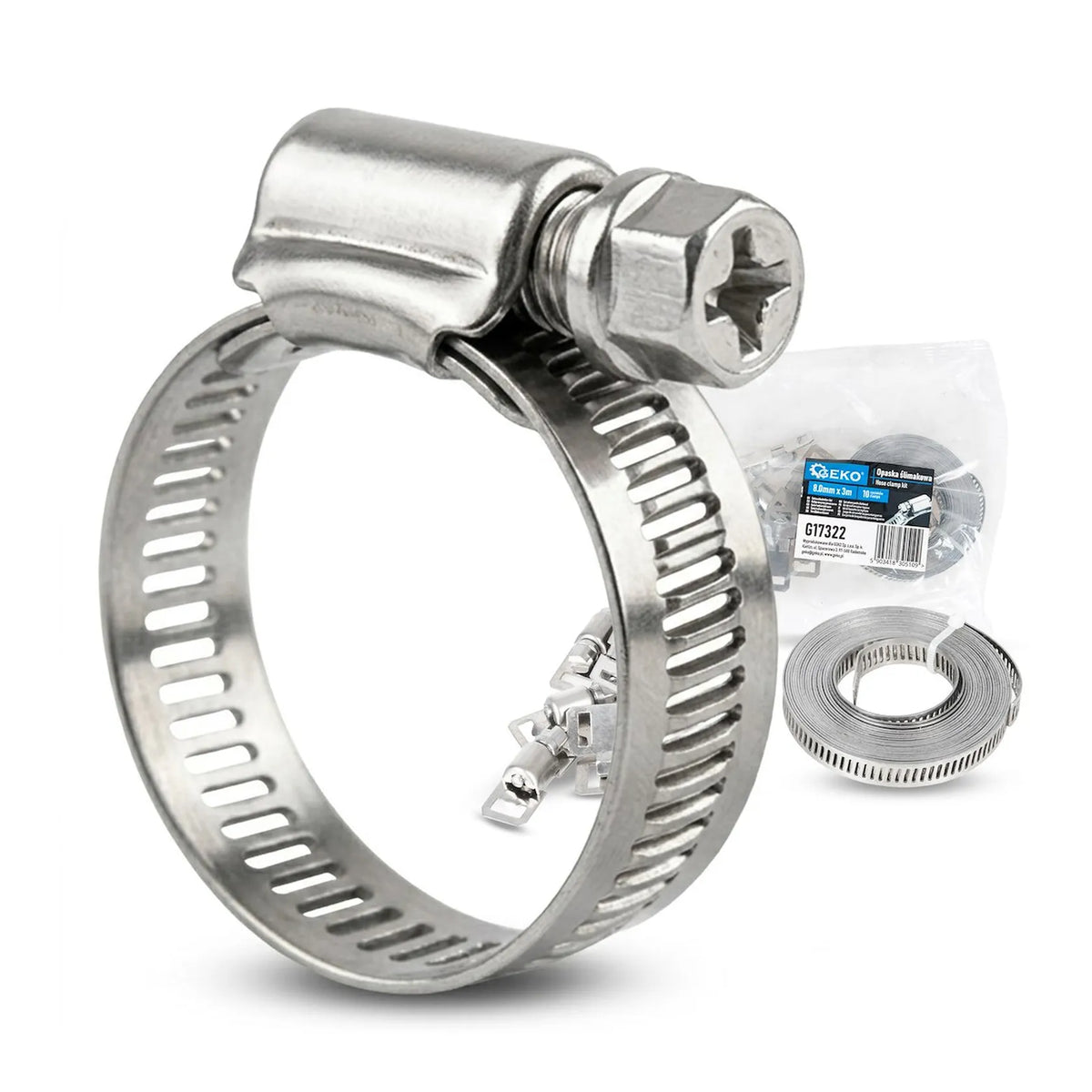 GEKO Slangklemset verstelbaar 8 mm breed 3 m band 10 stuks