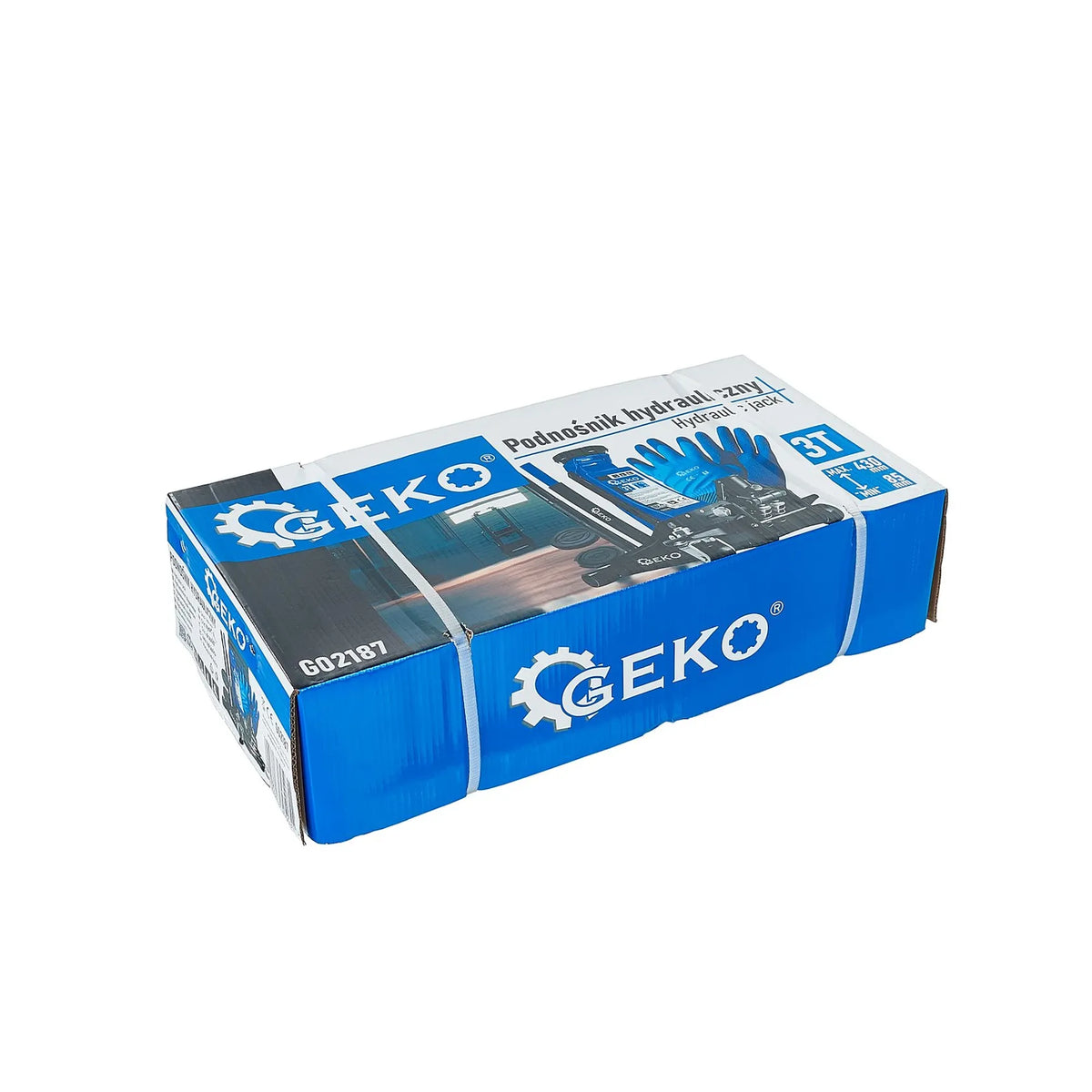 GEKO hydraulische lage profiel krik met twee zuigers 3T 85 - 430 mm