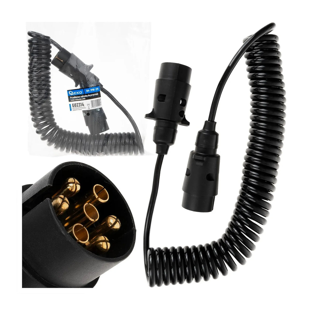 GEKO Coiled aanhanger verlengkabel 5m 7-PIN 12 V