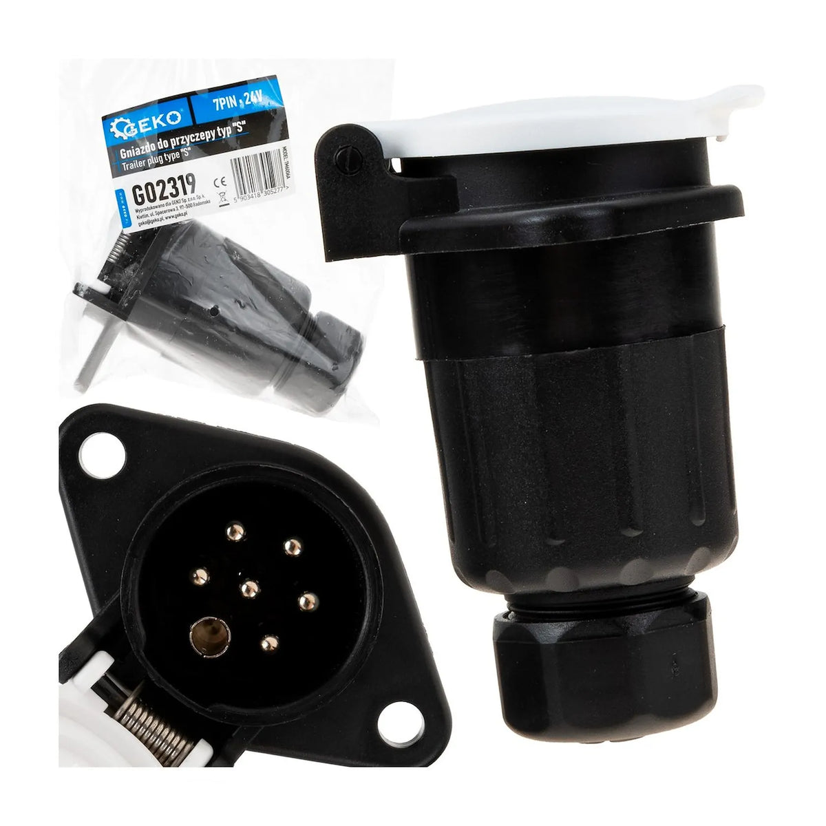 GEKO Trailercontactdoos 7PIN 24 V type S zwart