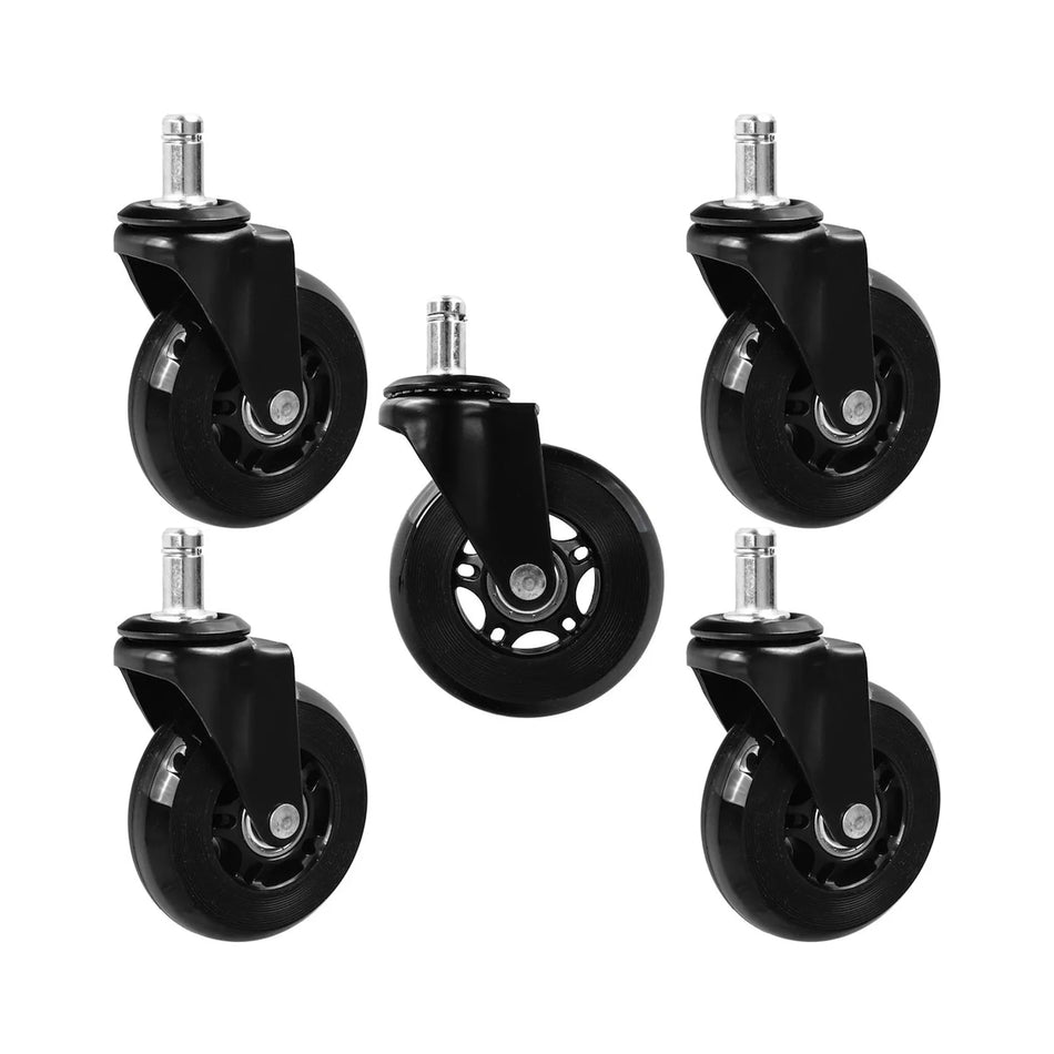 GEKO rubber bureaustoelwielen set 5 stuks 75 mm 45 kg PU rubber