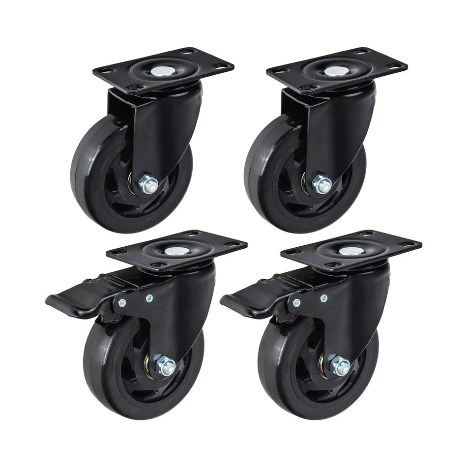 GEKO Set zwenkwielen PVC 100 mm 120 kg 4 stuks 2 met rem