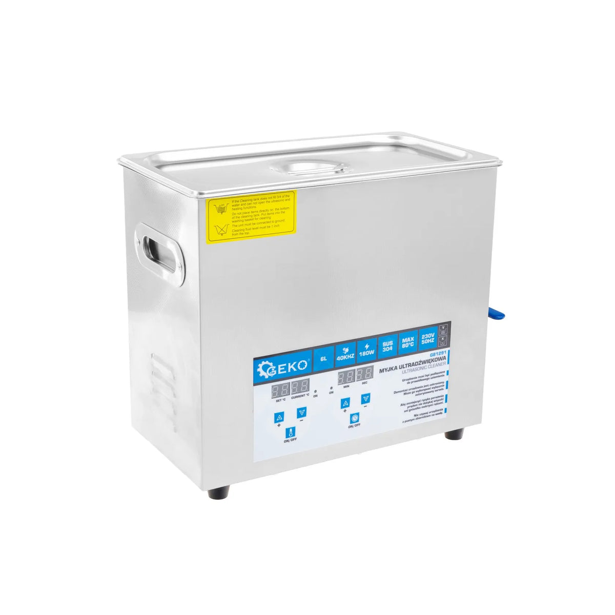 GEKO Ultrageluidreiniger 180 W met 6L RVS tank