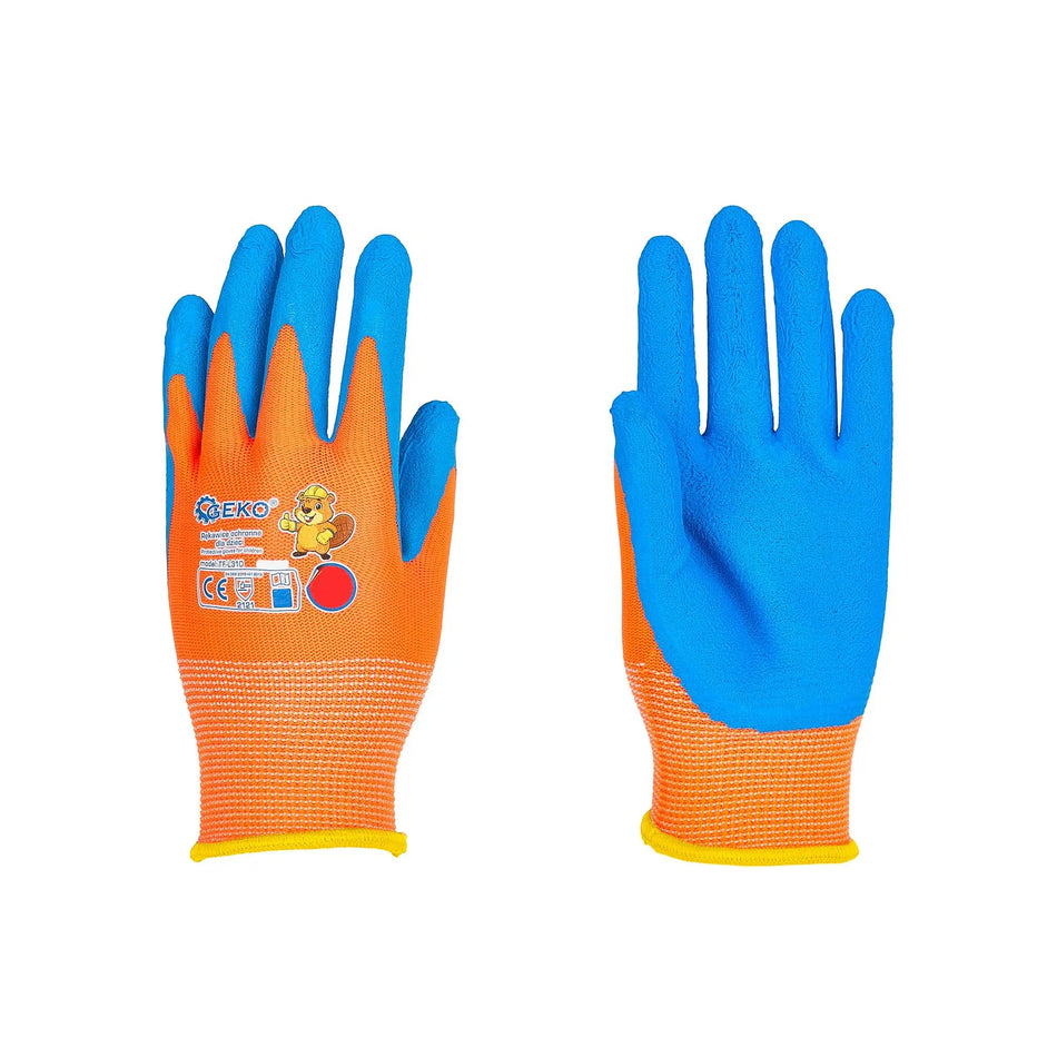 GEKO beschermhandschoenen voor kinderen oranje-blauw maat2 (2 - 4 jaar)