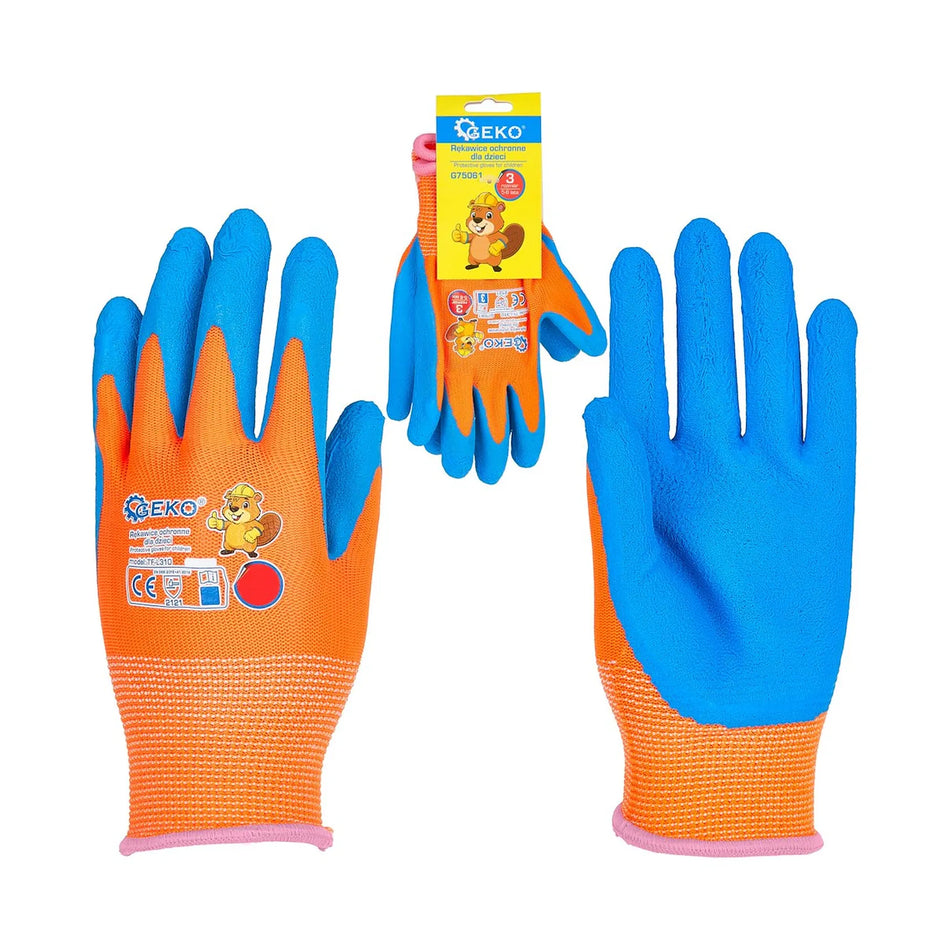 GEKO Kinderbeschermhandschoenen maat 3 (5 - 8 jaar) oranje-blauw