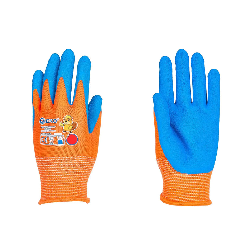 GEKO Kinderbeschermhandschoenen maat 4 (6 - 9 jaar) oranje-blauw