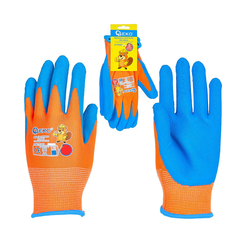 GEKO Kinderbeschermhandschoenen maat 5 (8 - 12 jaar) oranje-blauw