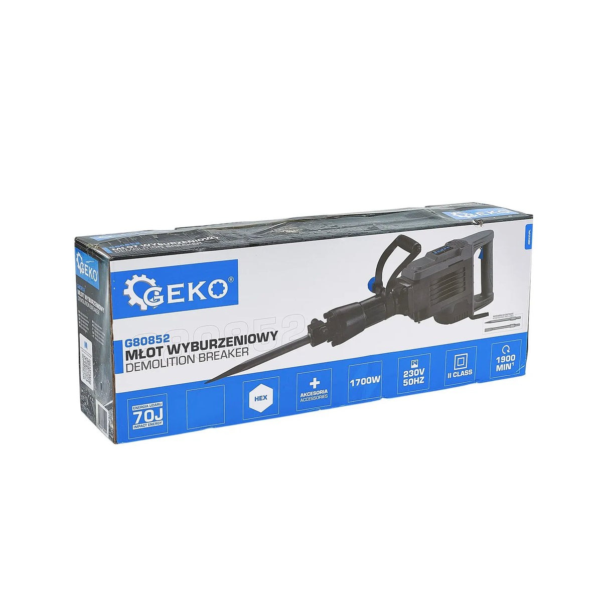 GEKO Sloopbreker 70J 1700 W met accessoires en HEX 30 mm houder