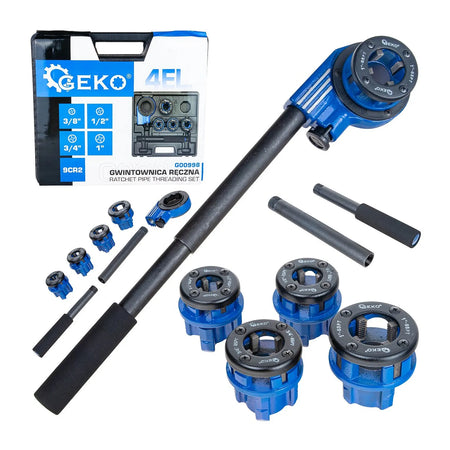 GEKO Handmatige pijpenfrees met ratelmechanisme 4-delig 3/8"-1"