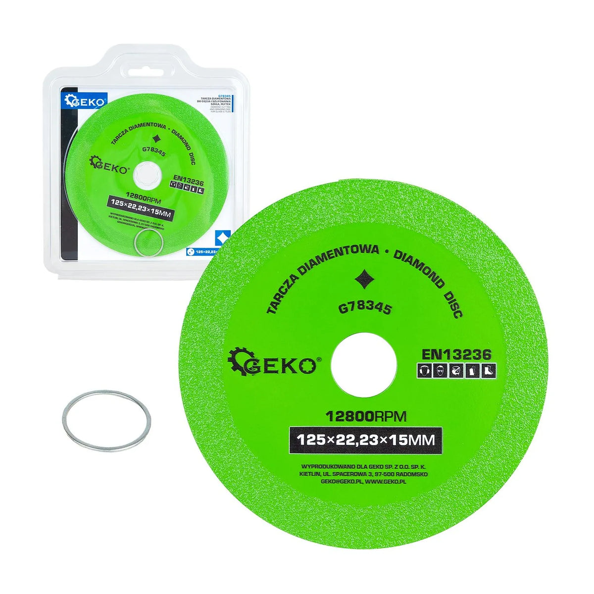 GEKO Diamant Zaag- en Slijpschijf voor Glas & Tegels 125x22,23x15 mm