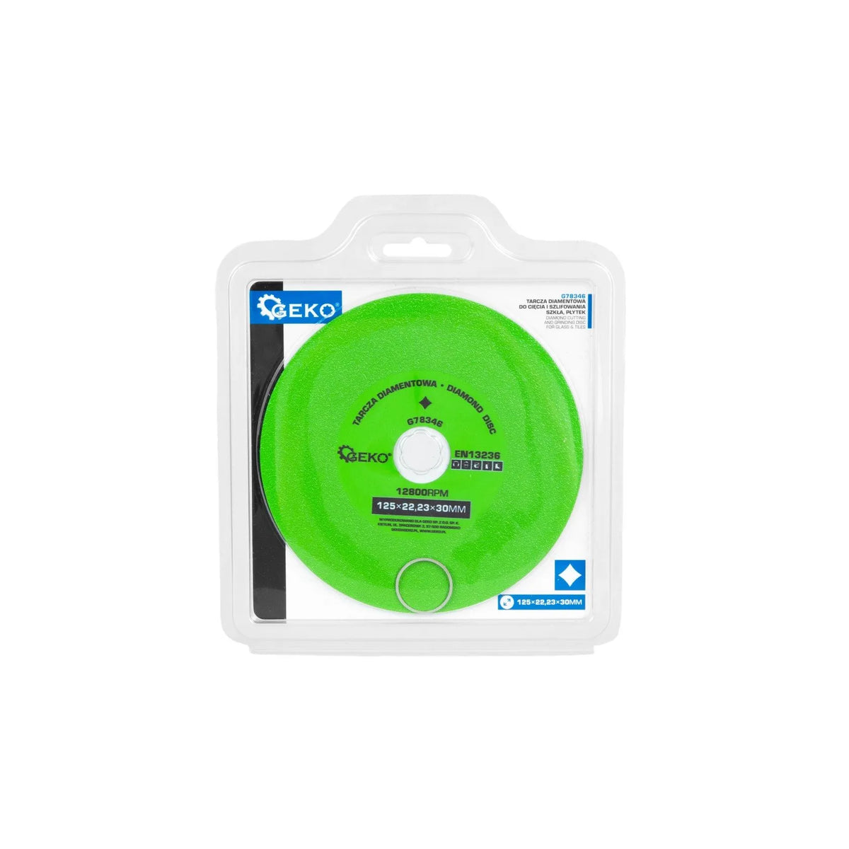 GEKO Diamantzaag- en slijpschijf voor glas en tegels 125×22,23×30 mm