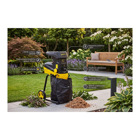 GEKO Stil elektrische hakselaar met zak 45 mm 50L 2800 W