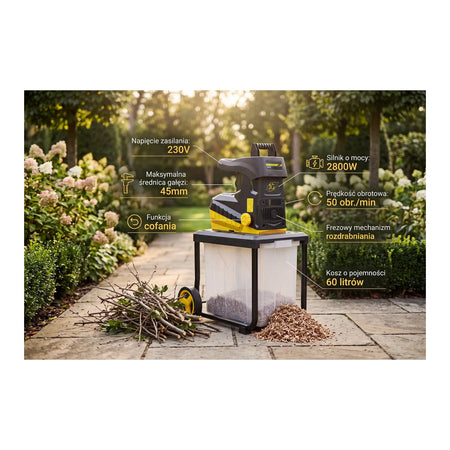 GEKO Stil roller hakselaar met freesmechanisme 2800 W en kunststof bak 60L