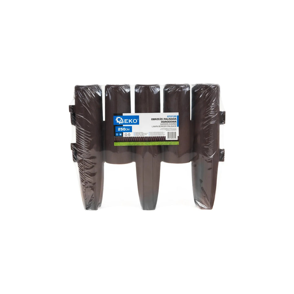 GEKO Tuinpalisade bruin 24 cm hoog 10-delig 2,5m