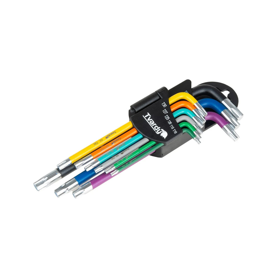 Tvardy 9-delige Set Korte Torx Sleutels S2 Staal met Organizer