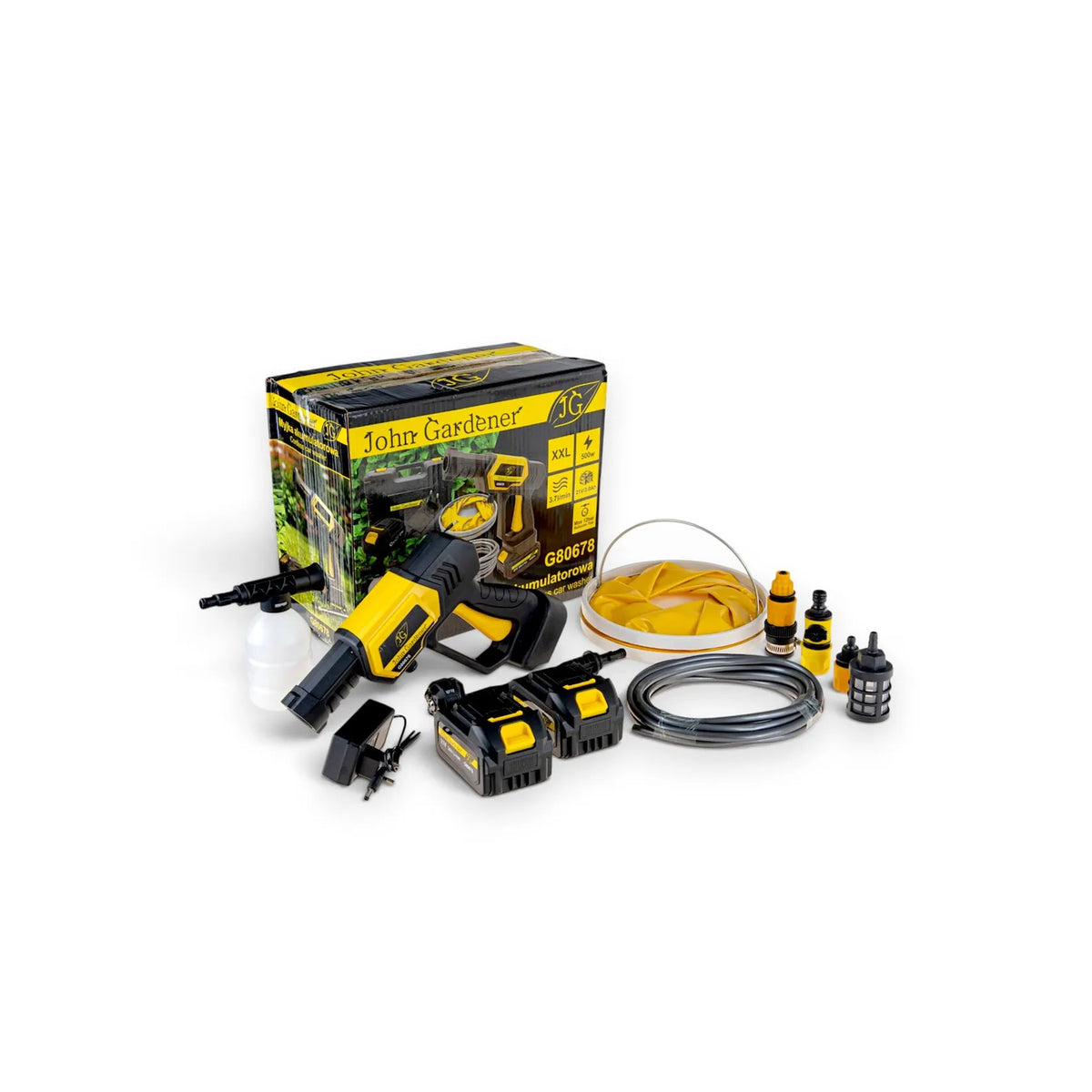 GEKO John Gardener 21 V accu hogedrukreiniger 2x3,0 Ah XXL set