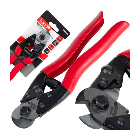 Tvardy kniptang voor draad en stalen kabels 190 mm met ergonomische rode handgrepen