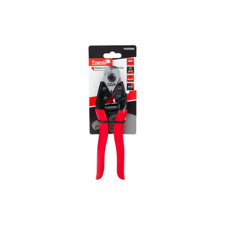 Tvardy kniptang voor draad en stalen kabels 190 mm met ergonomische rode handgrepen