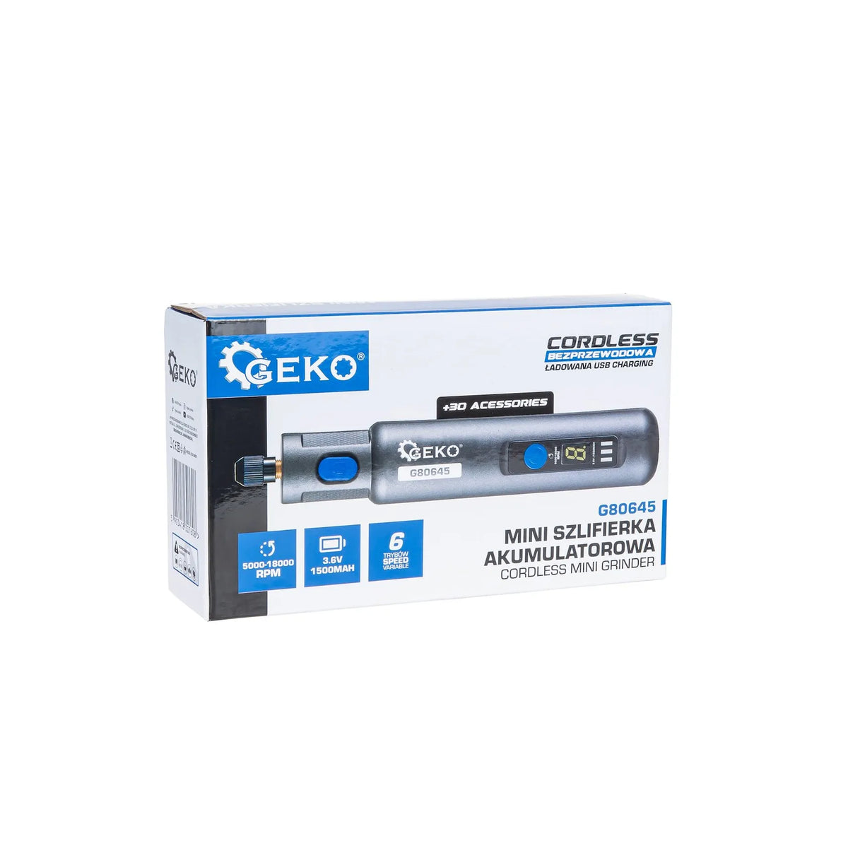 GEKO Mini Slijper 3,6 V Variabele Snelheid + Accessoireset
