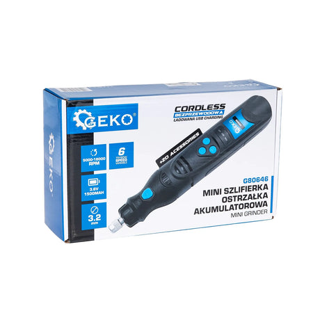 GEKO Mini Slijper 3,6 V met Accessoires en Ketting Slijpfunctie
