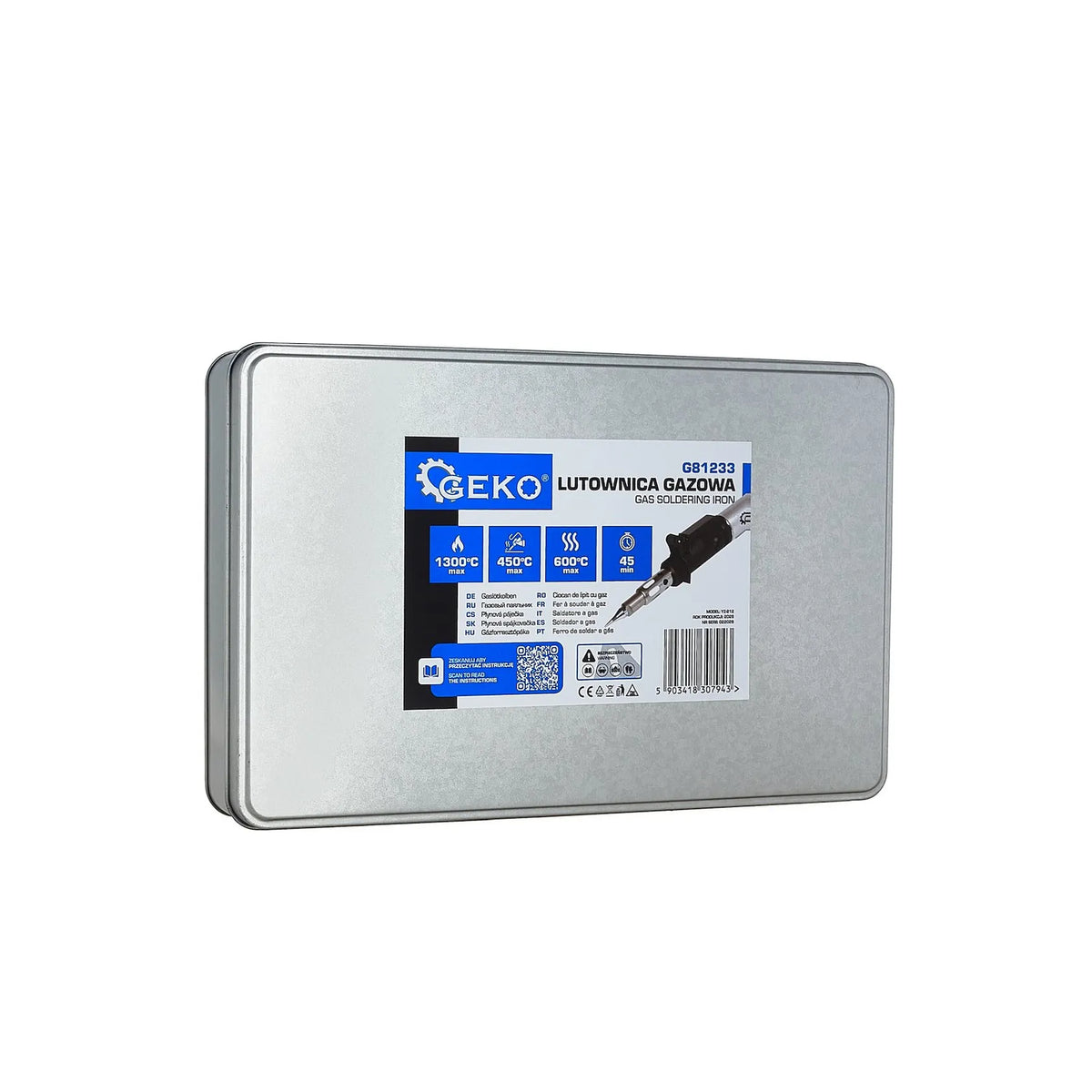 GEKO Gas soldeerbout met accessoires 200×44 mm 600g