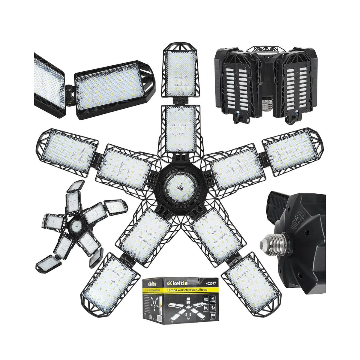 Keltin LED plafondlamp werkplaats 90 W 8300 lm 6500K met 10 verstelbare panelen
