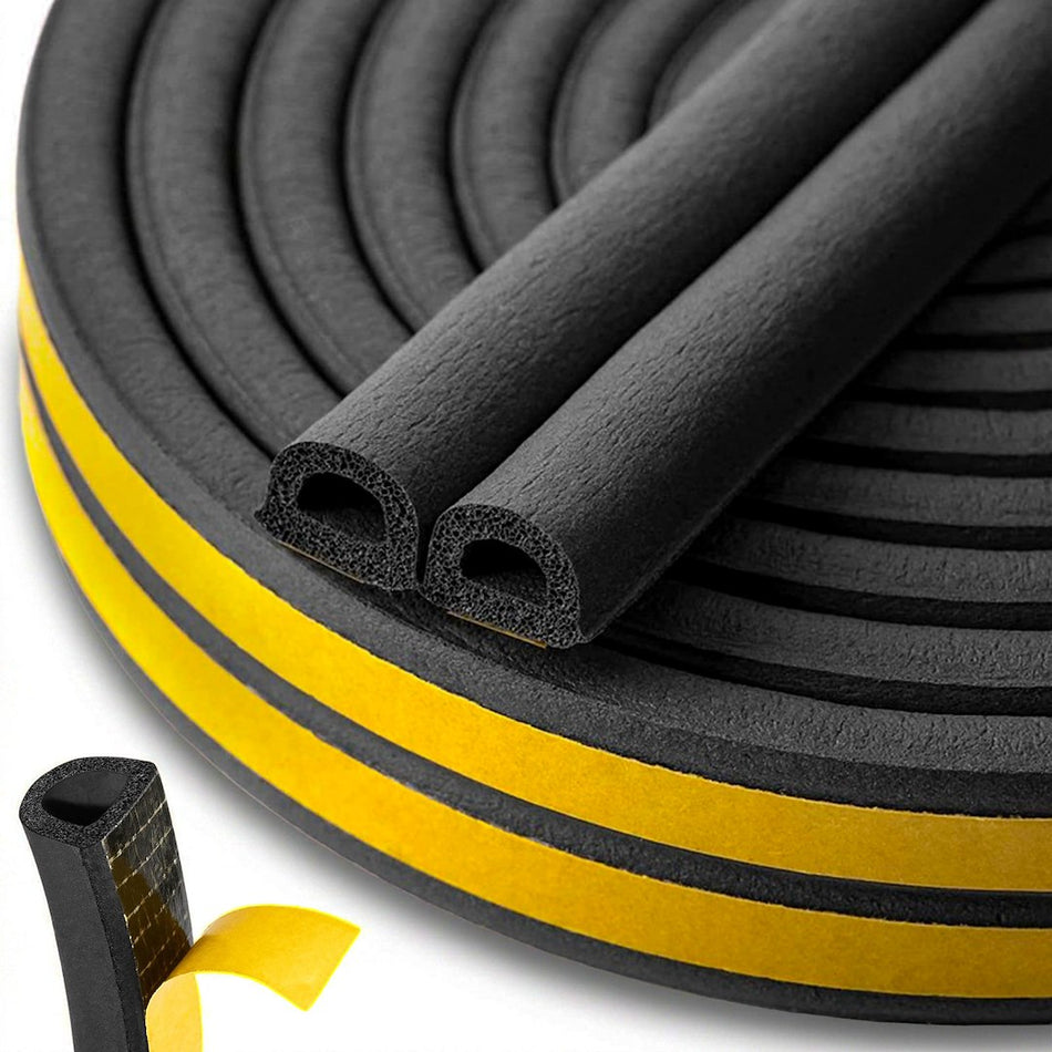 Keltin Zelfklevende EPDM-tochtstrip profiel D 9 x 7,5 mm 100 m zwart