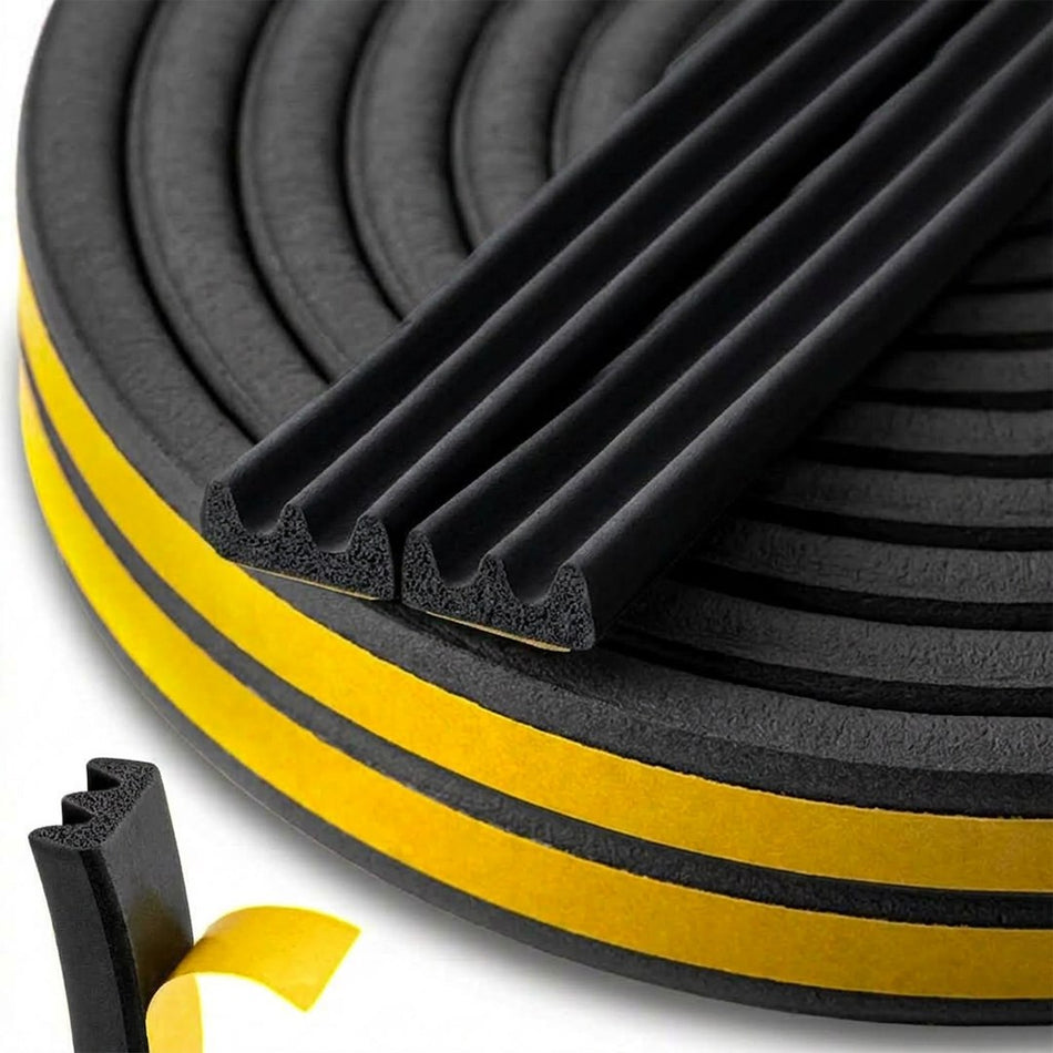 Keltin Zelfklevende EPDM-tochtstrip profiel E 9 x 4 mm 150 m zwart