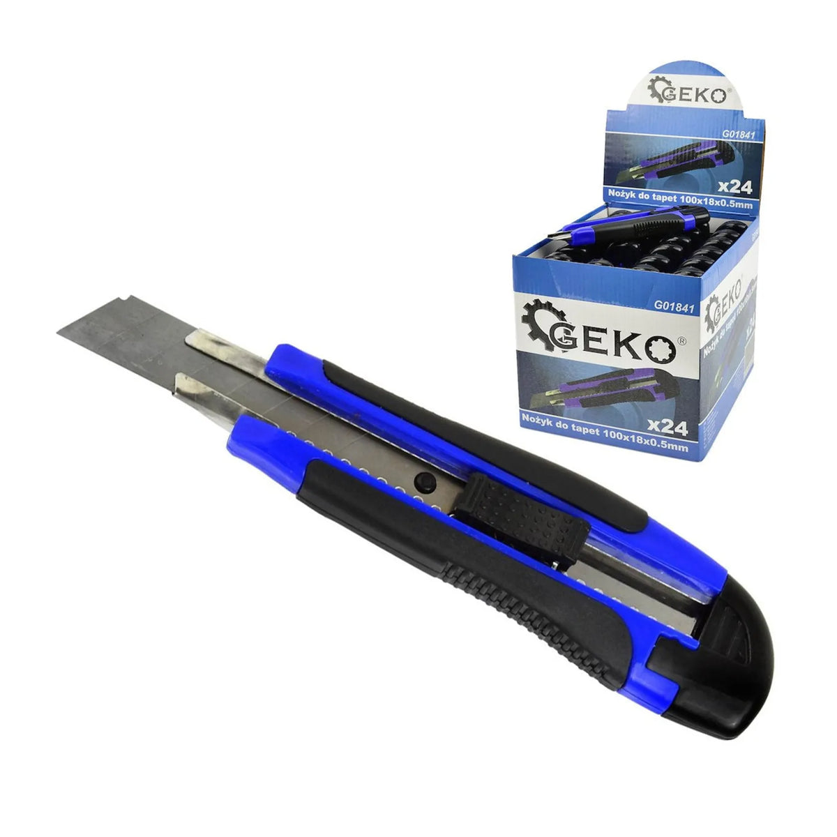 GEKO Universeel afbreekmes met 18 mm snap-off blad rubberen handvat type 1