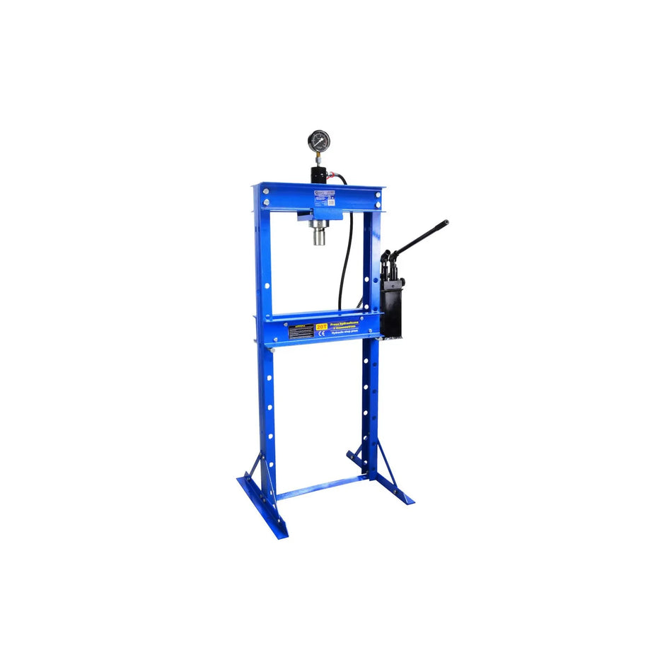 GEKO Hydraulische werkplaatspers 20 ton met 2-snelheden handpomp en manometer