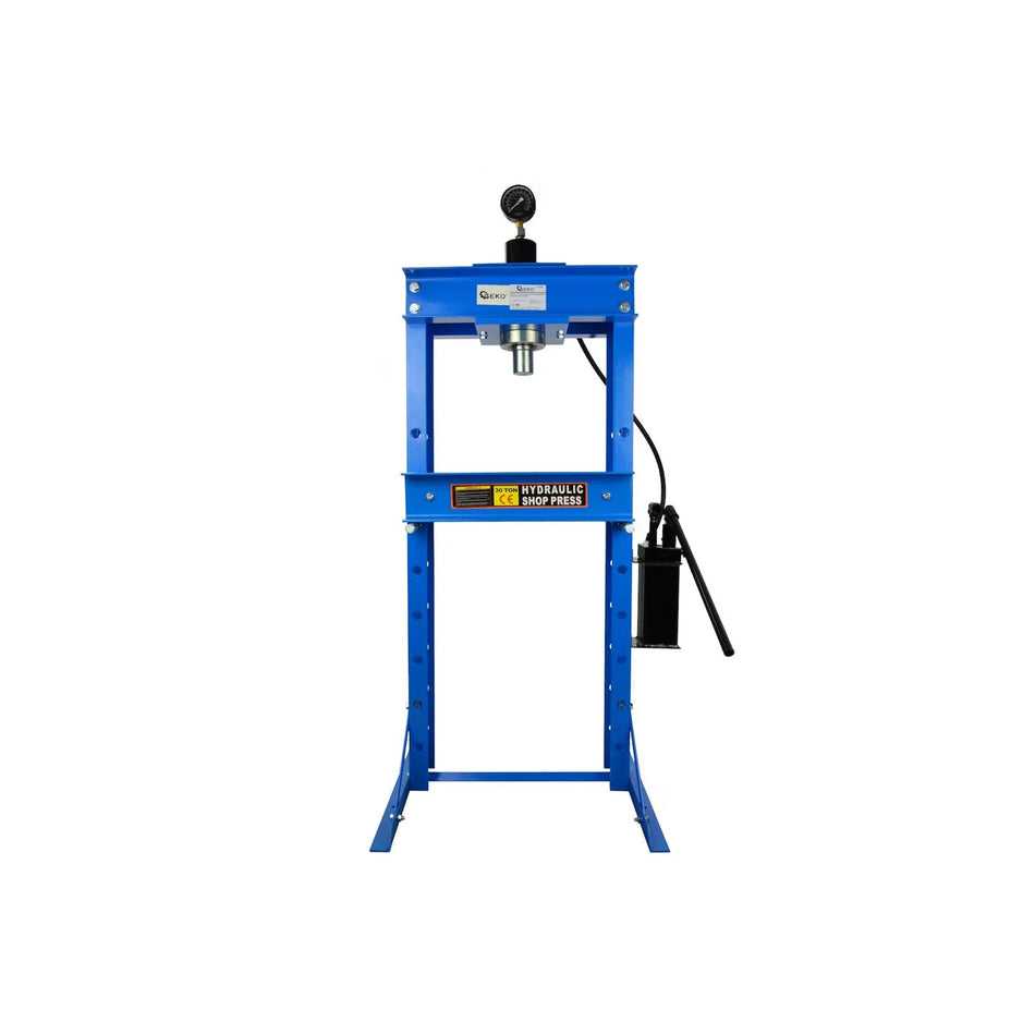 GEKO Hydraulische werkplaatspers 30 ton met 2-snelheden handpomp en manometer